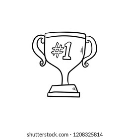 Trophy doodle icon vector 