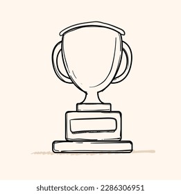 Trophy doodle icon vector with background