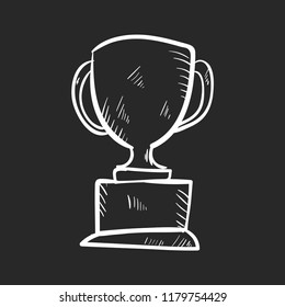 Trophy doodle icon vector flat black