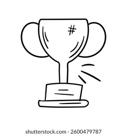 Trophy doodle icon with white background vector stock illustration