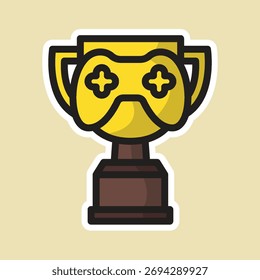 troféu editável estilo desenho animado vetor adesivo