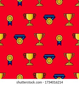 Trophy element seamless pattern background