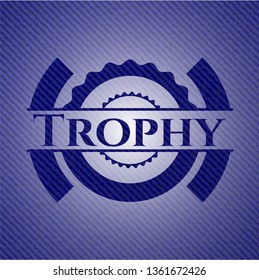Trophy emblem with denim high quality background