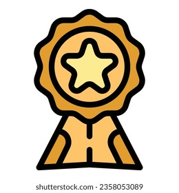 Trophy emblem icon outline vector. Cup prize. Star success color flat