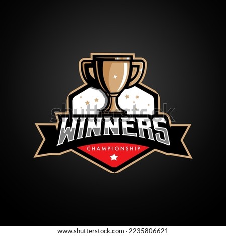 Trophy esport logo design. Winners championship for sports and gaming