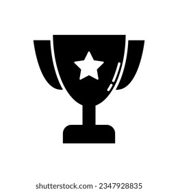 Trophy Fill Icon Symbol Vector. Black Glyph Trophy Icon