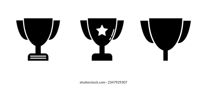 Trophy Fill Icon Symbol Vector. Black Glyph Trophy Icon