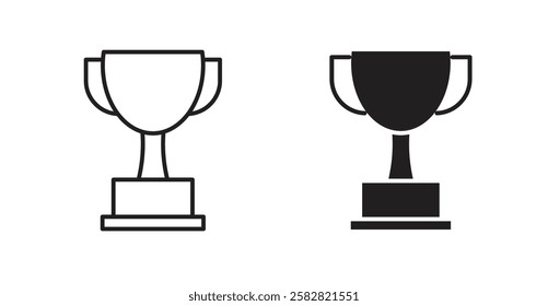 Trophy filled and outlined icons vectors on white background