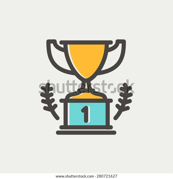 Trophy for first\
place winner icon thin line for web and mobile, modern minimalistic\
flat design. Vector icon with dark grey outline and offset colour\
on light grey\
background.
