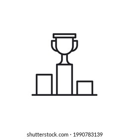 Trophy for first place winner thin line icon. Vector cup. Thin line winner cup. Trophy cup icon. Black trophy isolated on white background. Winner cup. Victory  icon. 