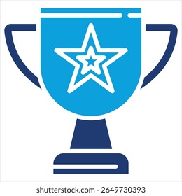 Trophy Flat Blue Icon Vector Illustration