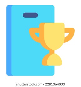 Trophäe in flachem Symbol. Erfolge, Erfolg, Online-Lernen, Kurs, App, Handy