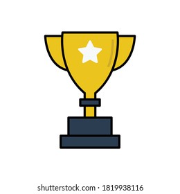 Trophy flat icon, icon for champion. Design template vector