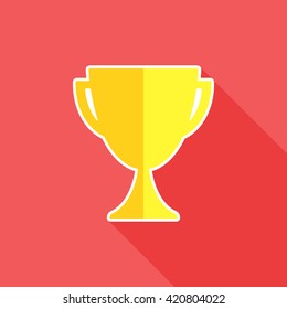 Trophy flat icon. Trophy cup symbol. Vector illustration