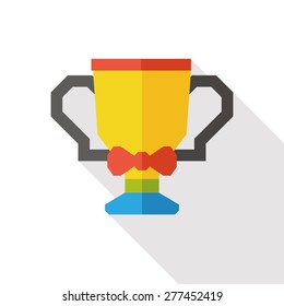 Trophy flat icon with long shadow