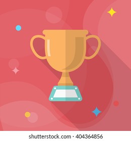 Trophy flat  icon with long shadow,eps10