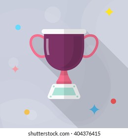 Trophy flat  icon with long shadow,eps10