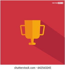Trophy in Flat Style Design With Long Shadow