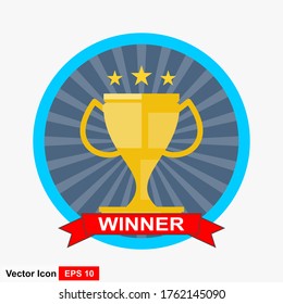 Trophy flat style icon design, Winner first position and competition theme vector illustration.