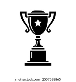 Trophy flat style icon design, Winner first position and competition theme vector illustration.
