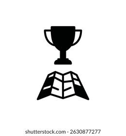 Trophy Floating Above Roadmap Representing Goal Achievement Ahead