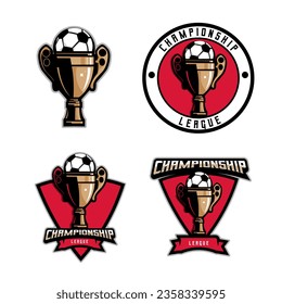 Trophy football logo design. Winners championship for sports
