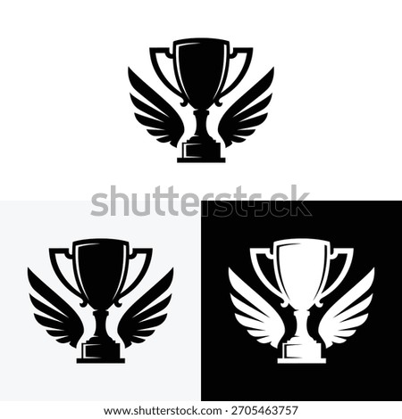 trophy football logo vector icon illustration