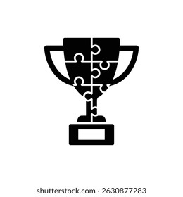 Trofeo que forma del rompecabezas que representa la victoria y el éxito ensamblados
