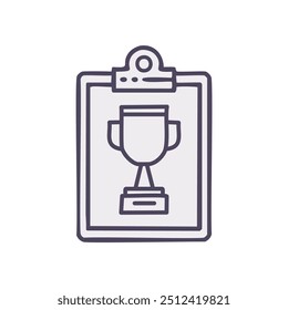 Trophy frame. Hand drawn outline of a trophy within a frame, signifying success, achievement, and victory.