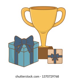 trophy with gift boxes