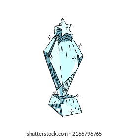 vector dibujado a mano por trofeo de vidrio. premio de cristal, premio de copa, boceto de vidrio de campeón base. ilustración de color aislado