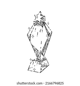 vector dibujado a mano por trofeo de vidrio. premio de cristal, premio de copa, boceto de vidrio de campeón base. ilustración negra aislada