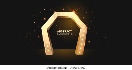 Trophäe glühendes goldenes Tor auf dunklem Hintergrund mit Lichteffekt und Funkeln. Luxus abstrakte Farbverlauf Hintergrund. Vektorgrafik der Auszeichnung.