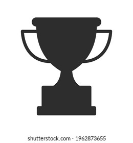 Trophy glyph icon. Simple solid style for app and web design element. Winner, award, cup, champ, contest, prize, won concept. Vector illustration isolated on white background. EPS 10.