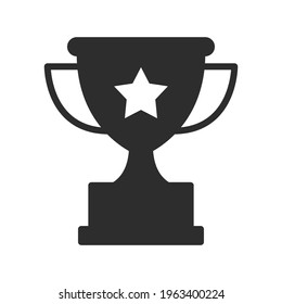 Trophy glyph icon. Simple solid style for app and web design element. Winner, award, cup, champ, contest, prize, won concept. Vector illustration isolated on white background. EPS 10.