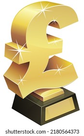 Trophy With A Gold British Pound Sign On A Black Pedestal With A Blank Gold Plaque (cut Out)