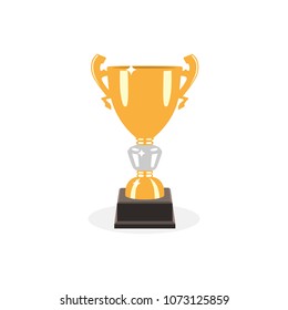 Trophy gold cup flat design on a white background. Award cup