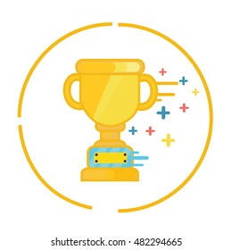 trophy gold cup winner symbol icon champion flat vector 