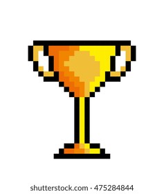 trophy gold game pixel figure isolated icon vector illustration design