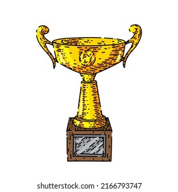vector dibujado a mano de oro trofeo. premio de copa, premio ganador, boceto dorado campeón de trofeo. ilustración de color aislado