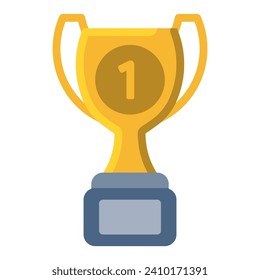 Trophy gold icon or logo illustration flat color style