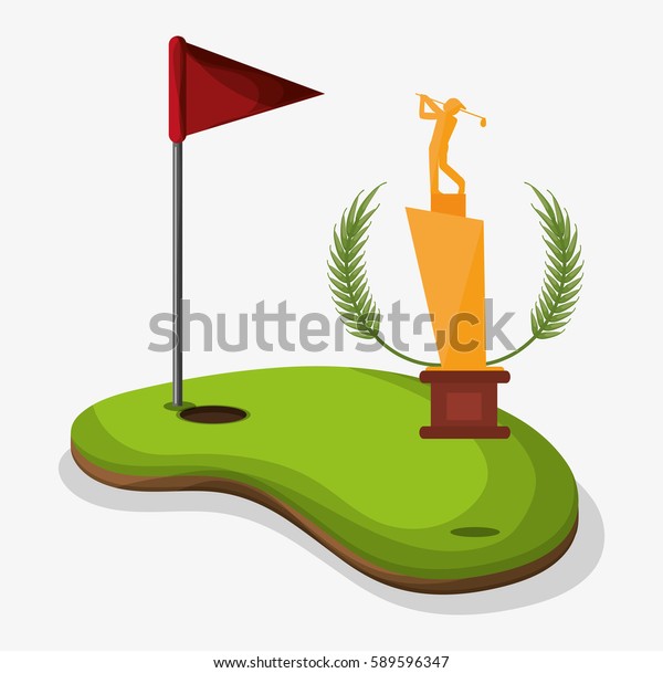 trophy golf player field\
flag hole one