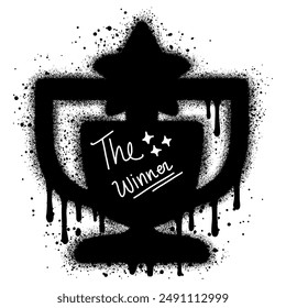 Trophy graffiti with black spray paint.