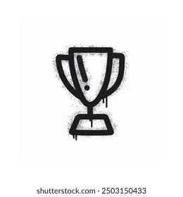 
Trophy graffiti spray painted black on white.