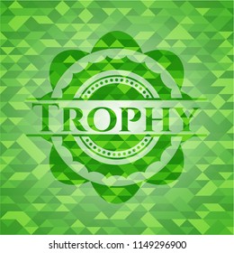 Trophy green emblem with mosaic background