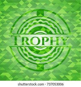 Trophy green emblem with mosaic background