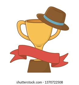 trophy with hat and ribbon