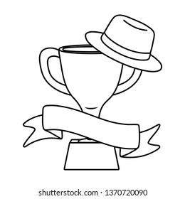 trophy with hat and ribbon black and white