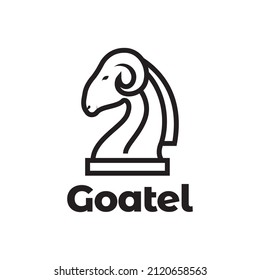 trophy with head goat logo design, vector graphic symbol icon illustration