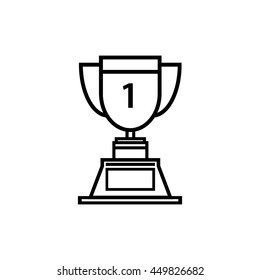 Trophy icon 1st winner , line art vector Illustration